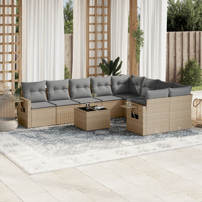 9 Piece Garden Sofa Set With Cushions Poly Rattan