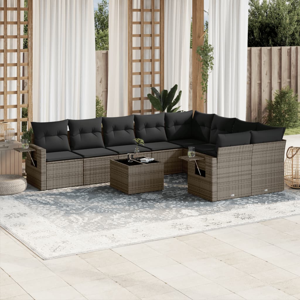 9 Piece Garden Sofa Set With Cushions Poly Rattan