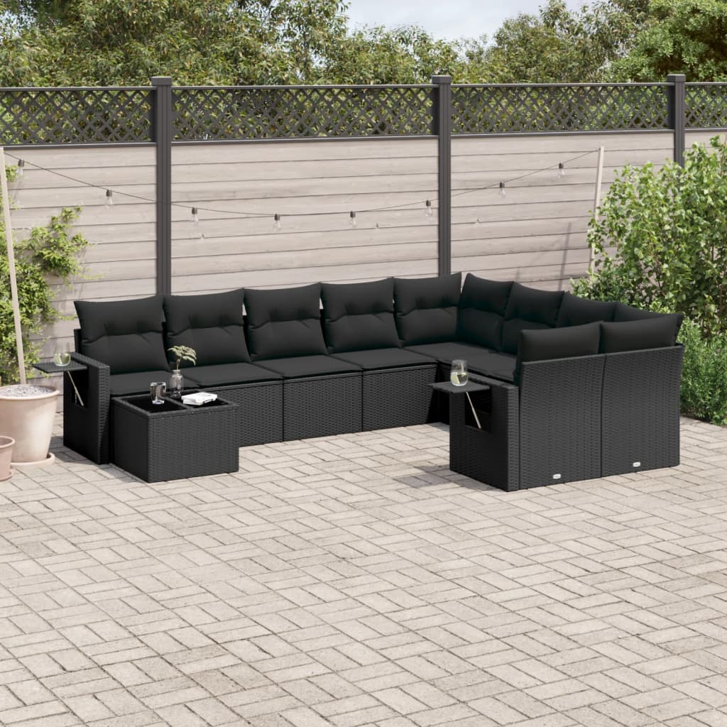 10 Piece Garden Sofa Set With Cushions Poly Rattan
