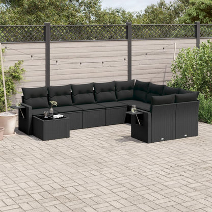 10 Piece Garden Sofa Set With Cushions Poly Rattan