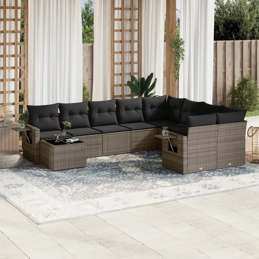 10 Piece Garden Sofa Set With Cushions Poly Rattan