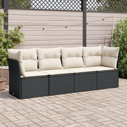 5 Piece Garden Sofa Set With Cushions Poly Rattan