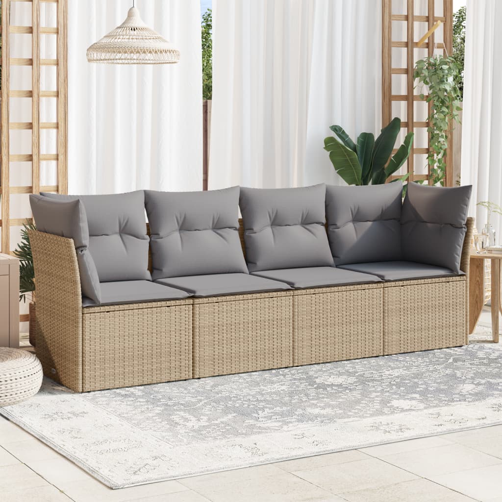 5 Piece Garden Sofa Set With Cushions Poly Rattan