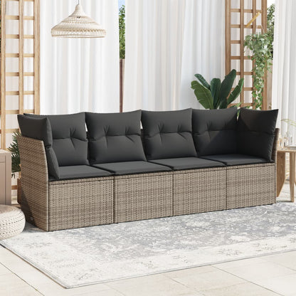 5 Piece Garden Sofa Set With Cushions Poly Rattan