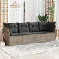 5 Piece Garden Sofa Set With Cushions Poly Rattan