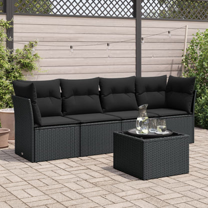 5 Piece Garden Sofa Set With Cushions Poly Rattan