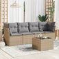 5 Piece Garden Sofa Set With Cushions Poly Rattan