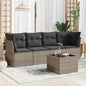 5 Piece Garden Sofa Set With Cushions Poly Rattan