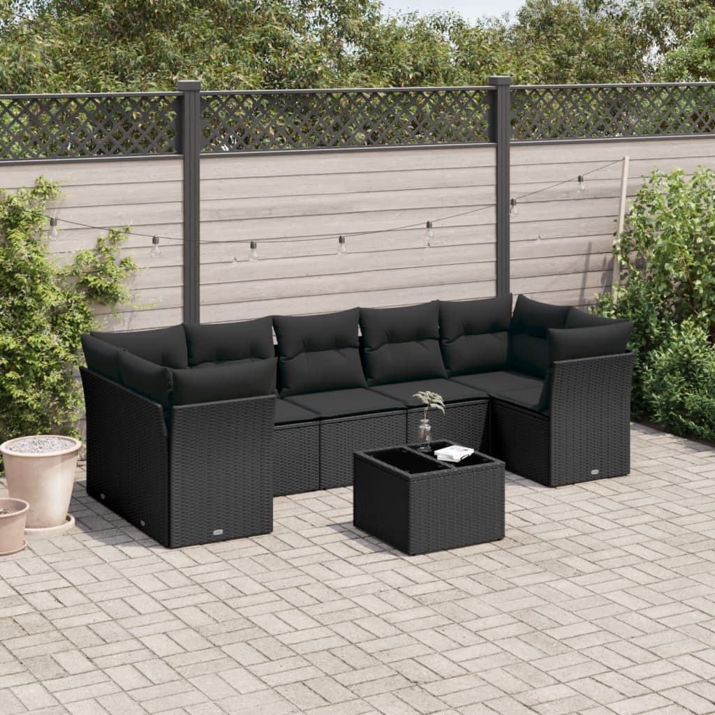 8 Piece Garden Sofa Set With Cushions Poly Rattan