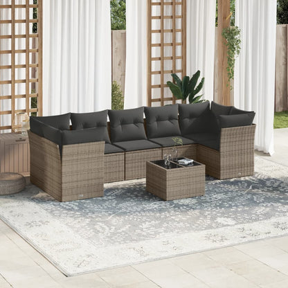 8 Piece Garden Sofa Set With Cushions Poly Rattan