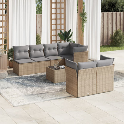 8 Piece Garden Sofa Set With Cushions Poly Rattan