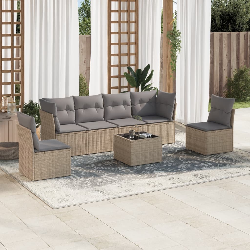6 Piece Garden Sofa Set With Cushions Poly Rattan