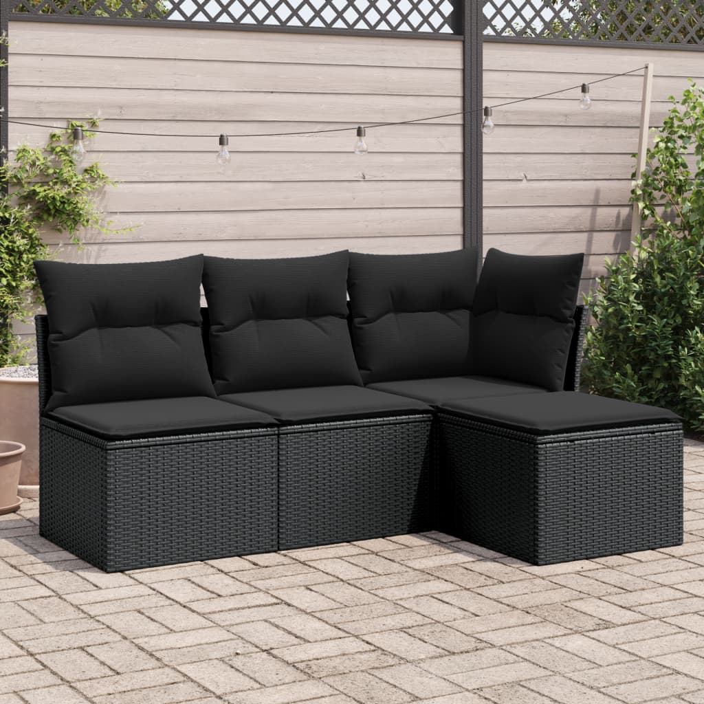 5 Piece Garden Sofa Set With Cushions Poly Rattan