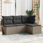 5 Piece Garden Sofa Set With Cushions Poly Rattan