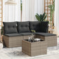 5 Piece Garden Sofa Set With Cushions Poly Rattan