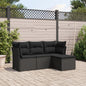 5 Piece Garden Sofa Set With Cushions Poly Rattan