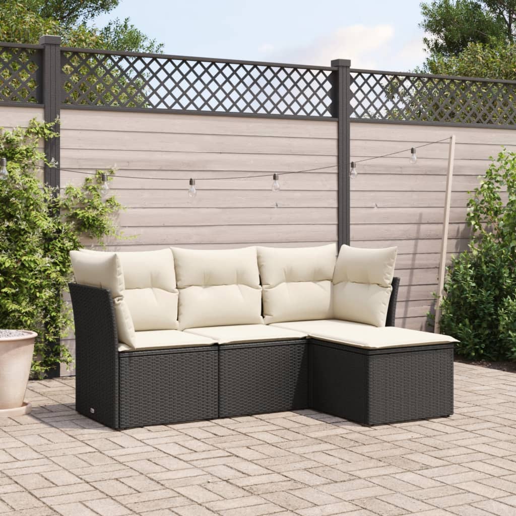 5 Piece Garden Sofa Set With Cushions Poly Rattan