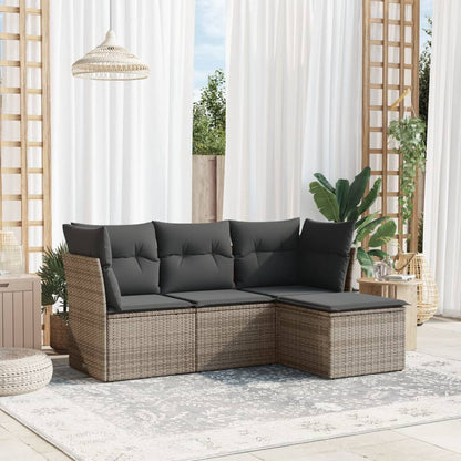 5 Piece Garden Sofa Set With Cushions Poly Rattan