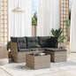 5 Piece Garden Sofa Set With Cushions Poly Rattan