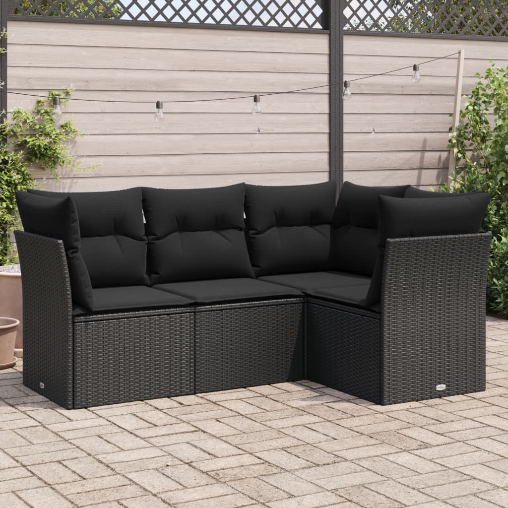 5 Piece Garden Sofa Set With Cushions Poly Rattan