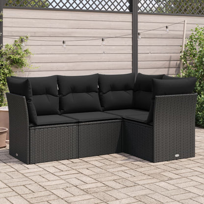 5 Piece Garden Sofa Set With Cushions Poly Rattan
