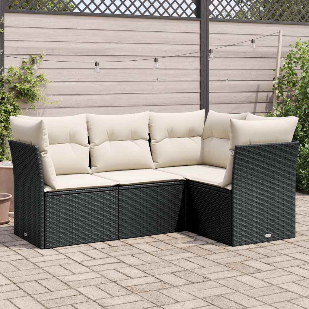 5 Piece Garden Sofa Set With Cushions Poly Rattan