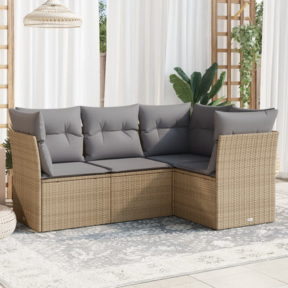 5 Piece Garden Sofa Set With Cushions Poly Rattan