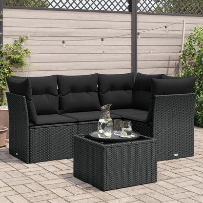 5 Piece Garden Sofa Set With Cushions Poly Rattan