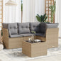 5 Piece Garden Sofa Set With Cushions Poly Rattan