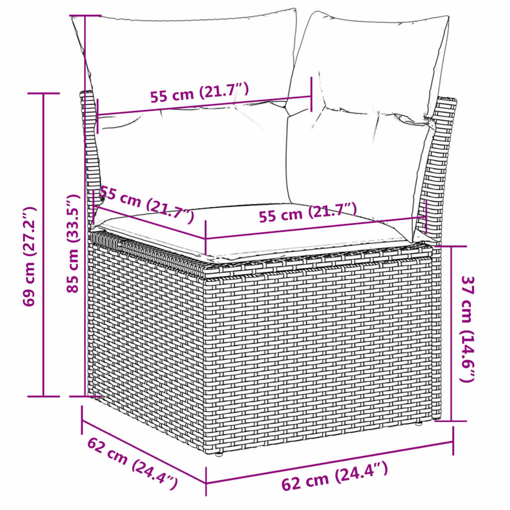 5 Piece Garden Sofa Set With Cushions Poly Rattan
