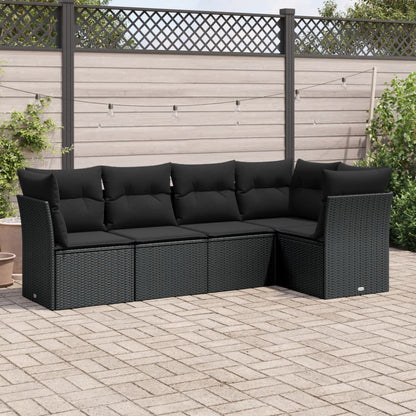 5 Piece Garden Sofa Set With Cushions Poly Rattan