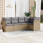 5 Piece Garden Sofa Set With Cushions Poly Rattan