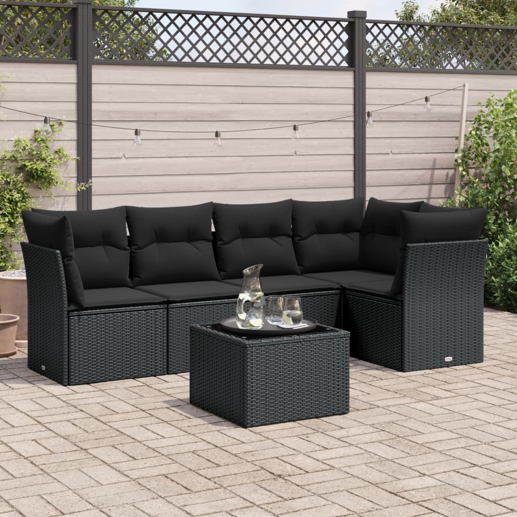5 Piece Garden Sofa Set With Cushions Poly Rattan