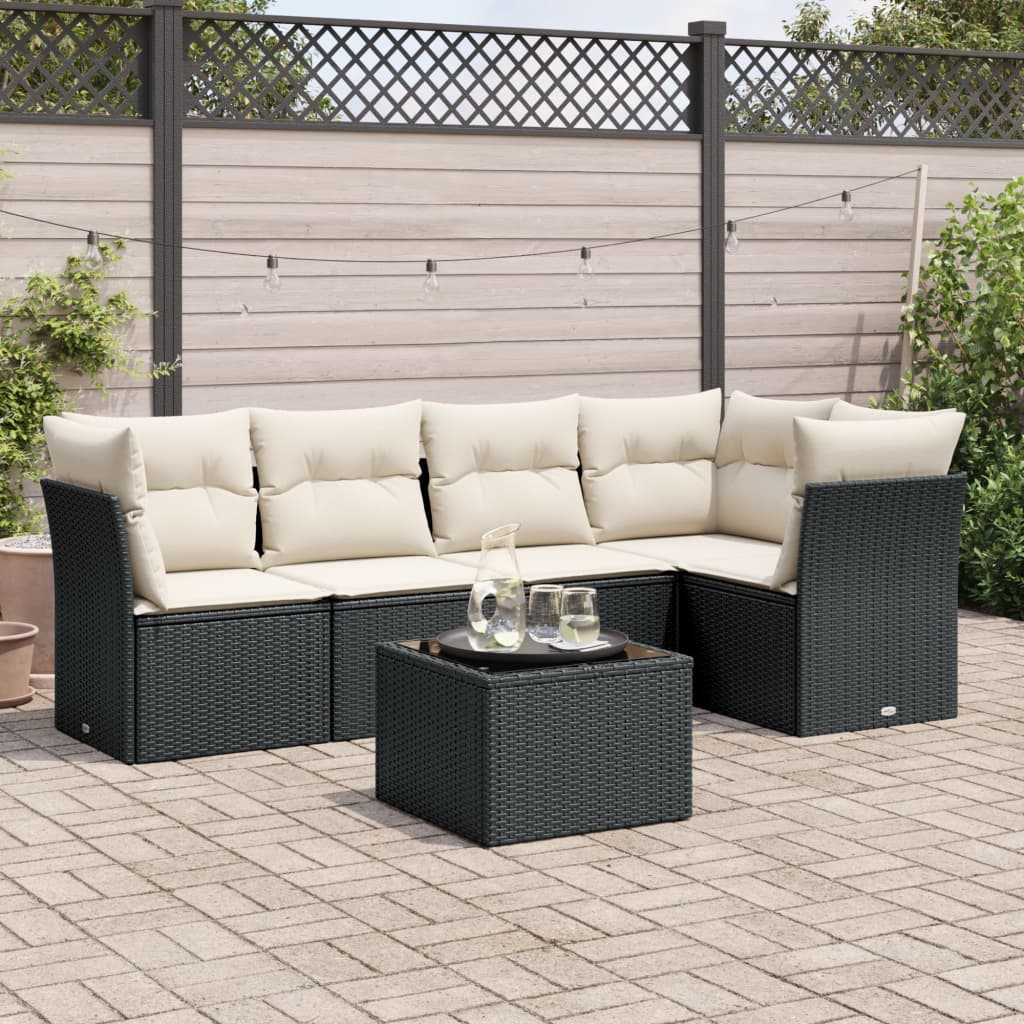 5 Piece Garden Sofa Set With Cushions Poly Rattan