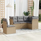 5 Piece Garden Sofa Set With Cushions Poly Rattan