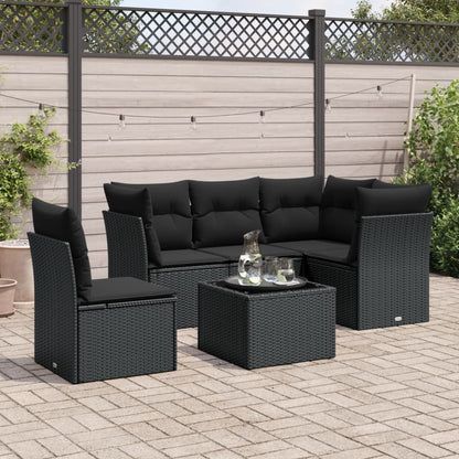 5 Piece Garden Sofa Set With Cushions Poly Rattan