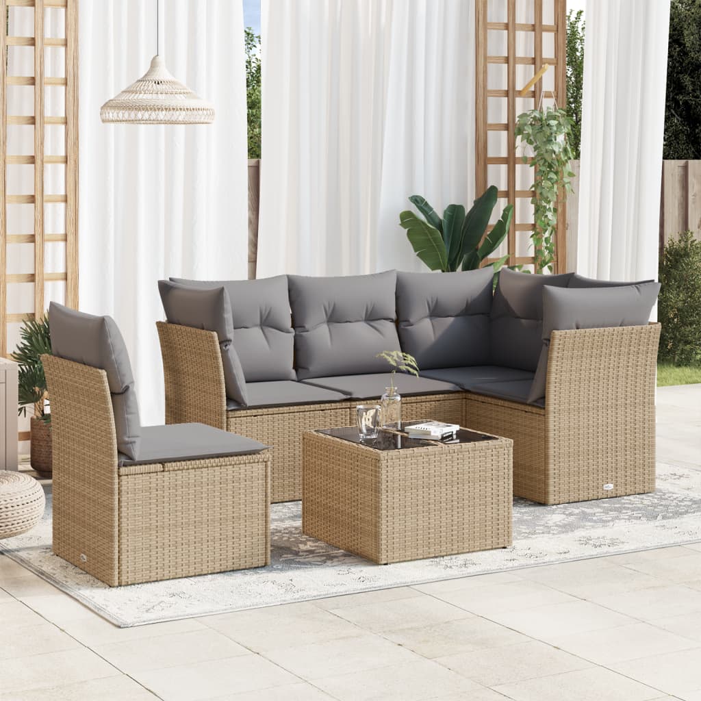 5 Piece Garden Sofa Set With Cushions Poly Rattan