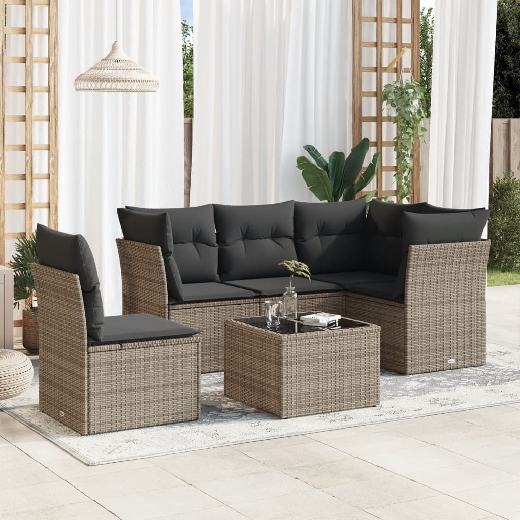 5 Piece Garden Sofa Set With Cushions Poly Rattan