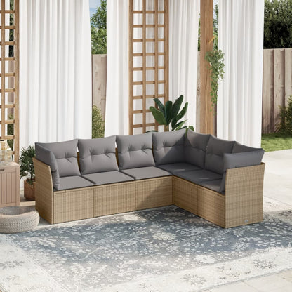 6 Piece Garden Sofa Set With Cushions Poly Rattan