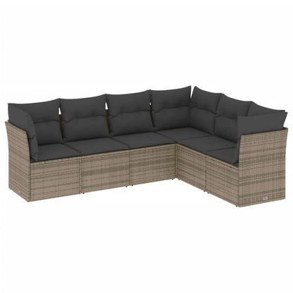 6 Piece Garden Sofa Set With Cushions Poly Rattan