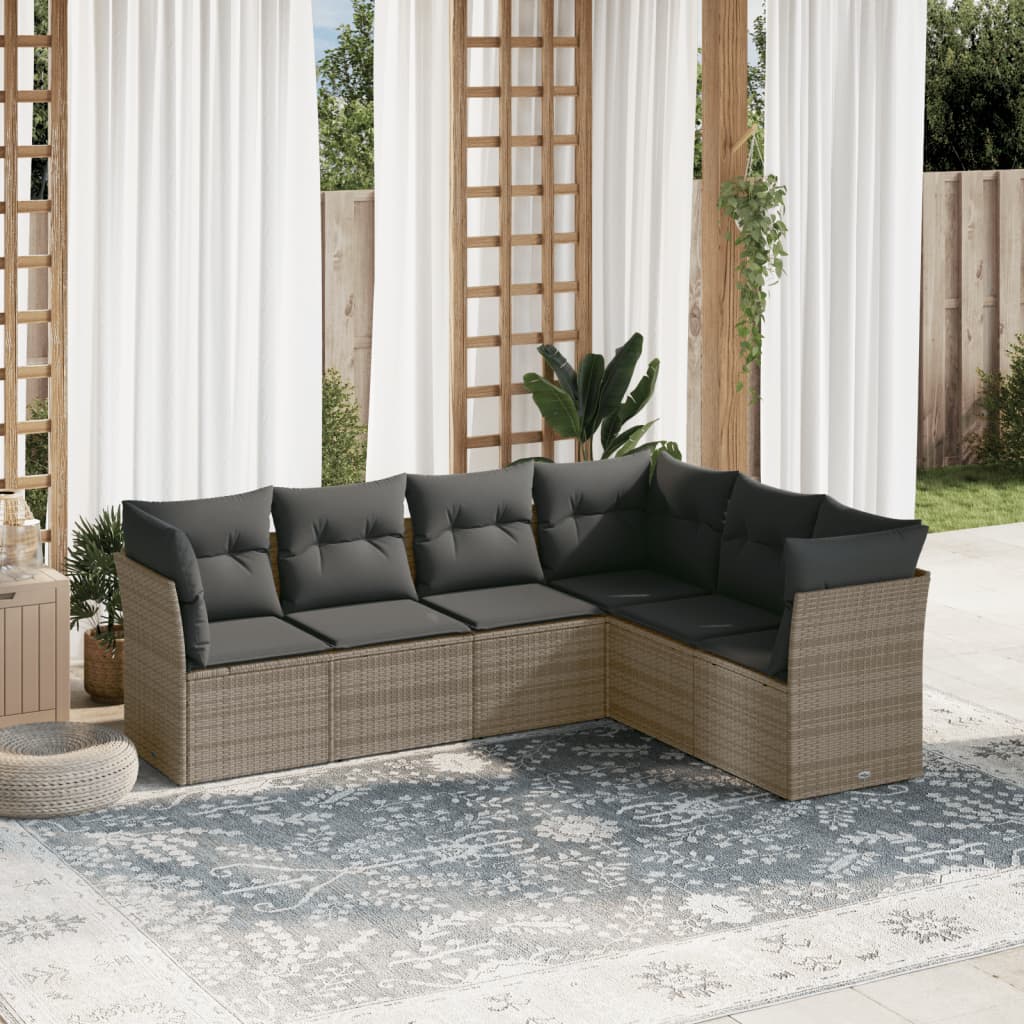 6 Piece Garden Sofa Set With Cushions Poly Rattan