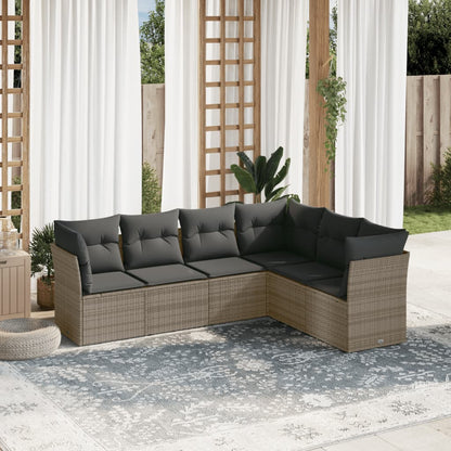 6 Piece Garden Sofa Set With Cushions Poly Rattan