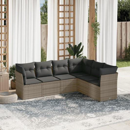 6 Piece Garden Sofa Set With Cushions Poly Rattan