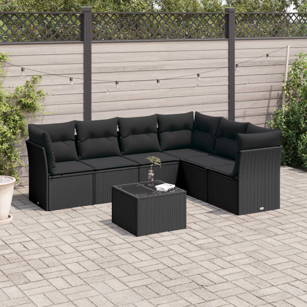 6 Piece Garden Sofa Set With Cushions Poly Rattan