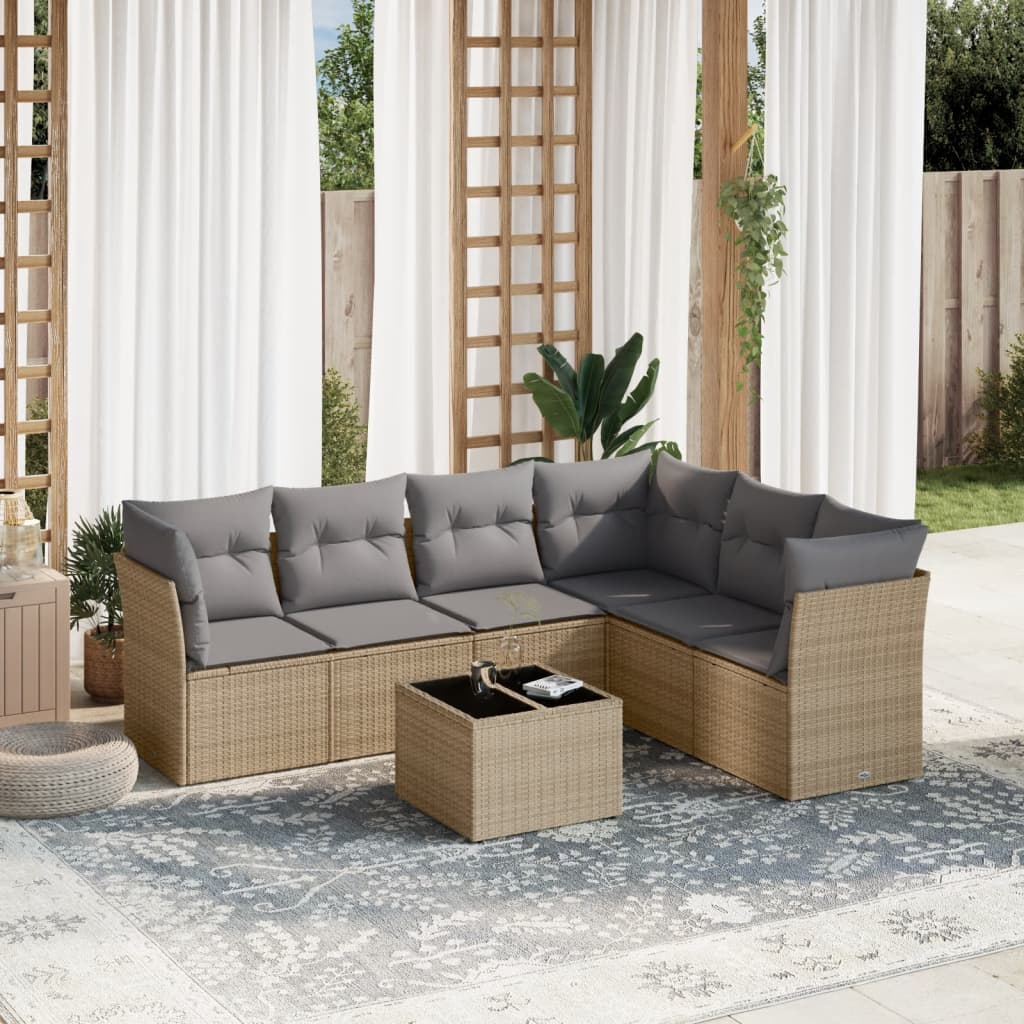 6 Piece Garden Sofa Set With Cushions Poly Rattan