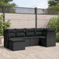 6 Piece Garden Sofa Set With Cushions Poly Rattan