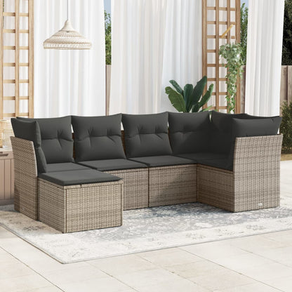 6 Piece Garden Sofa Set With Cushions Poly Rattan