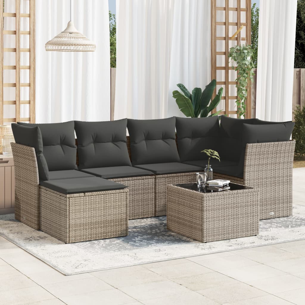 6 Piece Garden Sofa Set With Cushions Poly Rattan