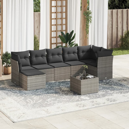 8 Piece Garden Sofa Set With Cushions Poly Rattan