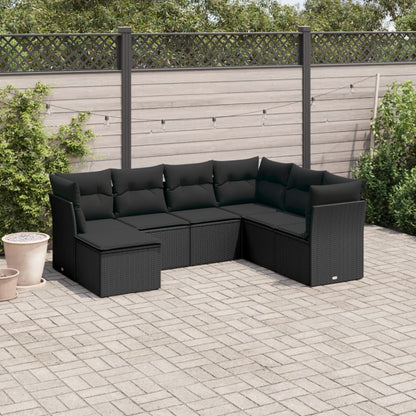 7 Piece Garden Sofa Set With Cushions Poly Rattan